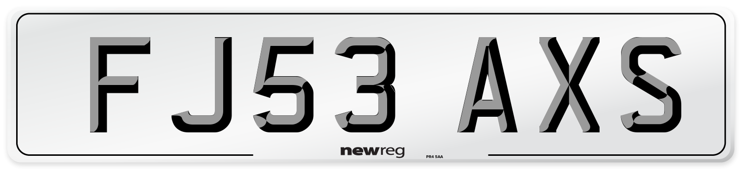 FJ53 AXS Number Plate from New Reg